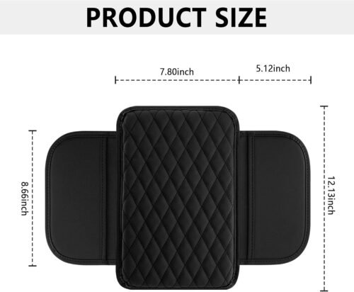 Upgraded Car Center Console Cover,Microfiber Leather Car Armrest Cover Cushion with 2 Storage Bags,Car Armrest Storage Box Car Interior Accessories for Most Vehicles (Black) - Image 3
