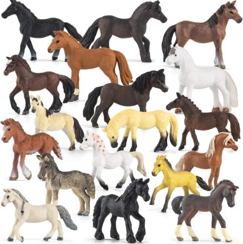18 Pcs Plastic Miniature Realistic Pony Horse Toy Figurine Farm Animal Toy Gift for Boy Girl, Premium Horse Party Favor Decoration Cake Topper Birthday Pinata - Image 2