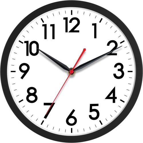 AKCISOT Wall Clock 10 Inch Silent Non-Ticking Modern Clocks Battery Operated - Analog Small Classic for Office, Home, Bathroom, Kitchen, Bedroom, School, Living Room(Black) - Image 2