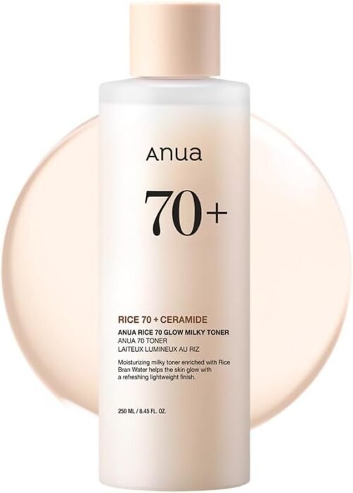 ANUA Rice 70 Glow Milky Toner, for Glass Skin, Rice Water, Niacinamide, Ceramides, Panthenol, Fragrance-Free, Non comedogenic, Fungal Acne Safe, Korean Skin Care, 250ml/8.45fl.oz. - Image 2