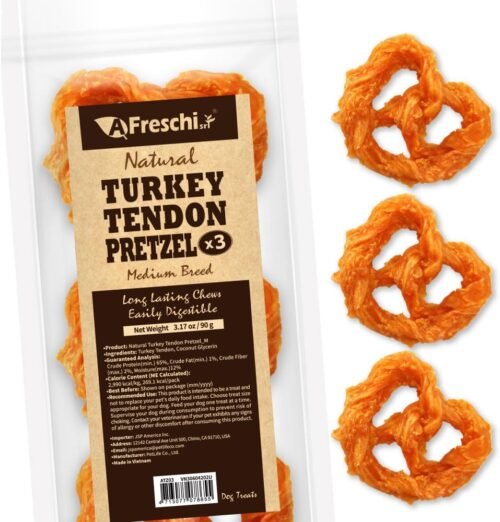 Afreschi Turkey Tendon Pretze (M) 3.17 oz, USA-Sourced Turkey Tendon, All Natural Human Grade Dog Chew, Hypoallergenic, Rawhide Alternative, Dog Treats for Medium Breeds - Image 2