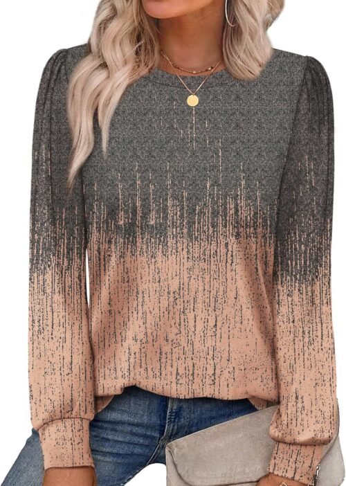 Alaroo Womens Long Sleeve Shirts 2025 Fall Tunic Tops Crewneck Blouses Print - Image 2