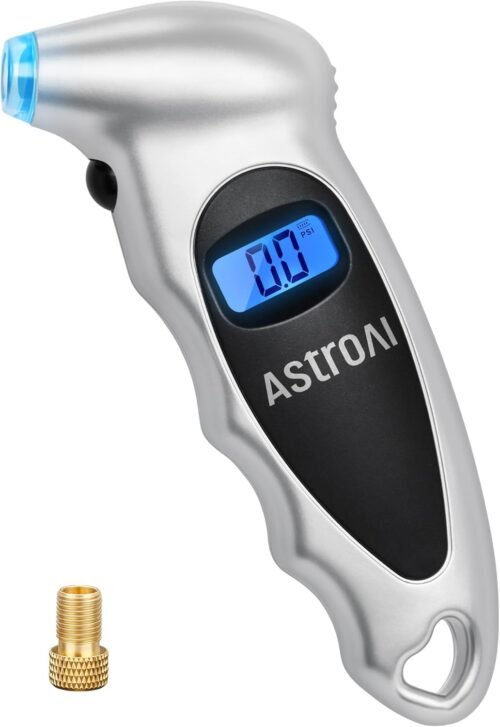 AstroAI Digital Tire Pressure Gauge 0-150PSI, Accurate in 0.1 Increments, Tire Pressure Gauge with Backlit LCD and Presta Valve Adaptor, 4 Units of Measurement for Car Truck Bicycle, Silver - Image 2