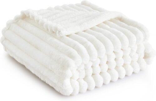 Bedsure GentleSoft White Throw Blanket for Couch - Cozy Blanket for Women, Cute Fleece Throws for Girls, Teacher Gifts Birthday Gifts for Women Men Mom, Room Home Dorm Decor, Off White, 50x60 Inches - Image 2