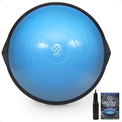 Bosu Balance Ball Exercise Trainer, Home Gym Equipment w/ Guided Workouts & Pump, 26", Blue - Inflatable Fitness Platform for Strength Training, Standing, Balancing, and Core Workout - Image 2