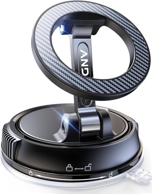 Car Phone Holder for Magsafe [78+LBS Strongest Suction & 2400gf Strongest Magnetic] 360° Adjustable Car Phone Mount, Phone Holders for Your Car for iPhone 16 Pro Max 15 14 13 12 Plus (Carbon Fiber) - Image 2