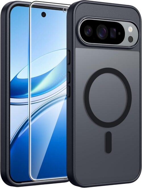 FNTCASE for Google Pixel 10 & 10 Pro Case: for Pixel 9 & 9 Pro Case | Magnetic Matte Shockproof Rugged Translucent Phone Cover - Military Grade Drop Proof Sturdy Slim Protective Cases (6.3 inch/Black) - Image 2