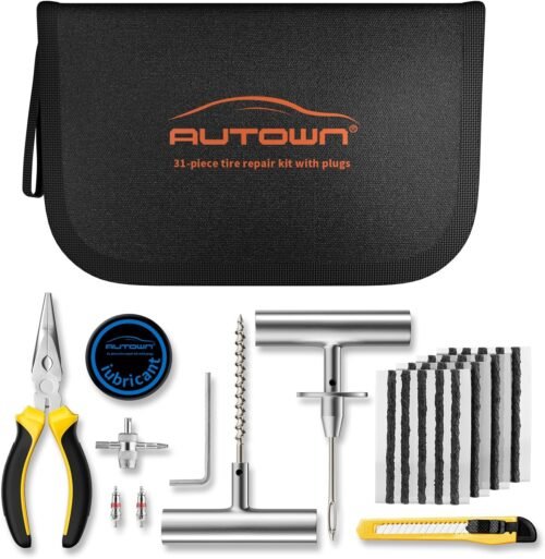 Flat Tire Repair Kit with Plugs 31 Pcs for Car, Motorcycle, ATV, Jeep, Truck, Tractor Flat Tire Puncture Repair - Image 2