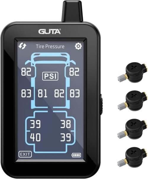 GUTA Tire Pressure Monitoring System, Trailer TPMS with Color Touchscreen Display & 4 Flow Thru Sensor, 6 Alert Modes, Tire Pressure Monitor for RV, Camper, Semi, 5th Wheel (0-188PSI) - Image 2