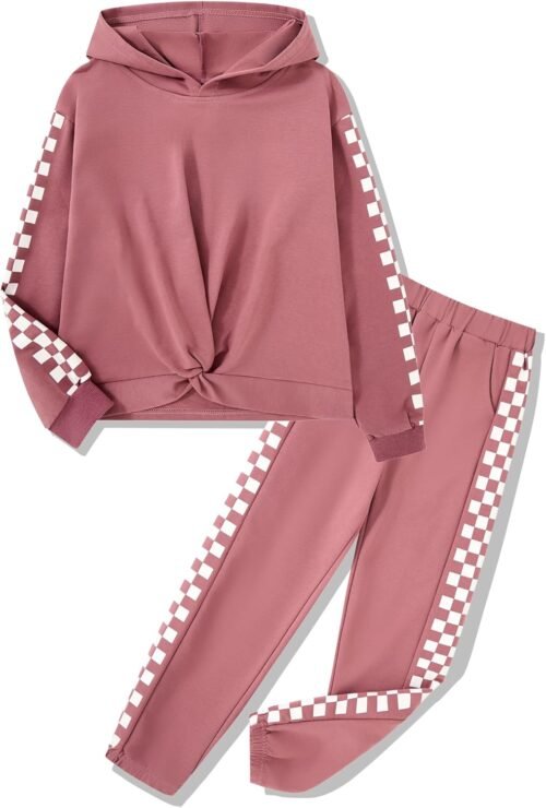 Girls Outfits Casual Tops Twist Front Pullover Hoodies Long Sleeve Fashion Sweatshirts and Sweatpants Girl Clothes - Image 2