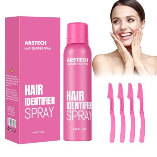 Hair Identifier Spray for Face Shaving Dermaplaning Tool Skin Body Dermaplaning Spray for Women with 4 Face Razor for Face Shaver Hair Removal Kit Excess Hair Dermaplane Razor for Women Face - Image 2