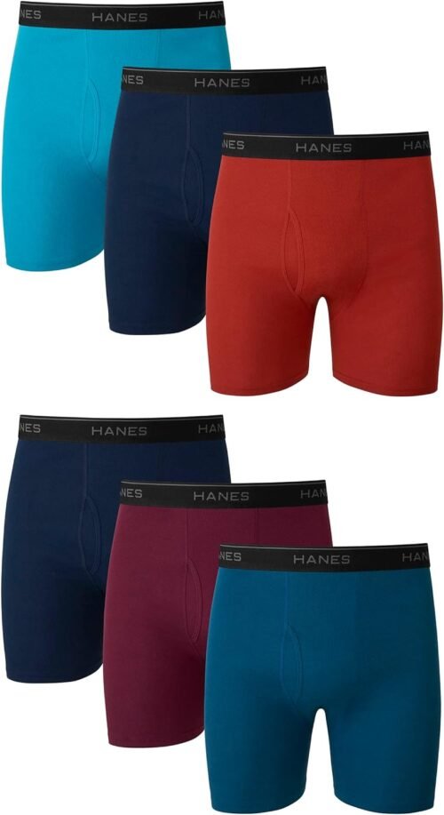 Hanes Men's Boxer Briefs, Cool Dri Moisture-Wicking Underwear, Cotton No-Ride-up for Men, Multi-Packs - Image 2