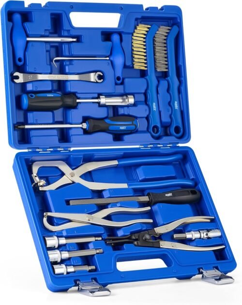 Orion Motor Tech Drum Brake Tool Kit, 15pc. Master Drum & Disc Brake Tool Kit with Brake Spring Pliers, Brake Caliper Brushes & Drum Brake Spring Tool, Brake Caliper Socket Set for Bolt Removal - Image 2