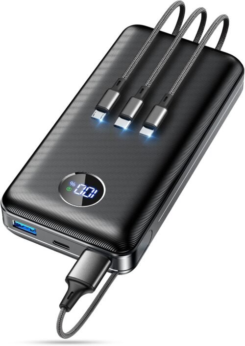 Portable Charger Power Bank - 60,000mAh Battery Pack, 22.5W Fast Charging Phone Charger with USB-C/iOS/Micro-USB Cable, Powerbank for iPhone 16 15 14 13 12 Samsung Google,for Travel Camping Essentials - Image 2