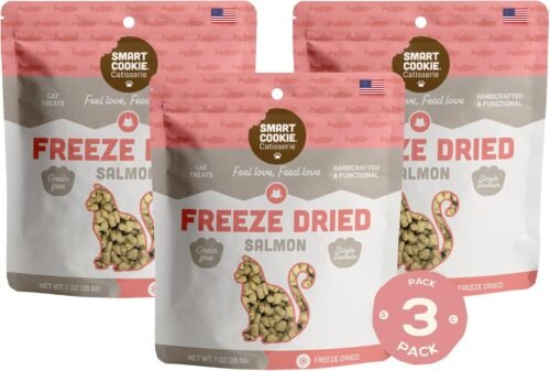 Smart Cookie Salmon Freeze Dried Cat Treats – Minimal Ingredient, High-Protein Snacks for Picky Cats – Wild Caught Salmon, No Fillers, Made in The USA – 1oz (3 Pack) - Image 2