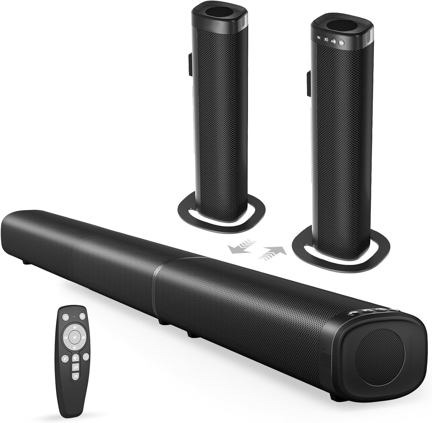 Sound Bar, 100W Sound Bar for Smart TV, Bluetooth 5.3 Soundbar, 2 in 1 Detachable Home Speaker Bass Effect, Home Theater Surround Sound, ARC/Optical/AUX/USB Connections, for TV/PC/Projectors - Image 2