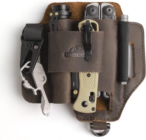 Topstache Leather Multitool Sheath,EDC Belt Organizer for Work and Daily Use,Leatherman Sheath,EDC Pocket Organizer for Flashlight and Multitool,Gifts for Men for Multitool,Darkbrown - Image 2