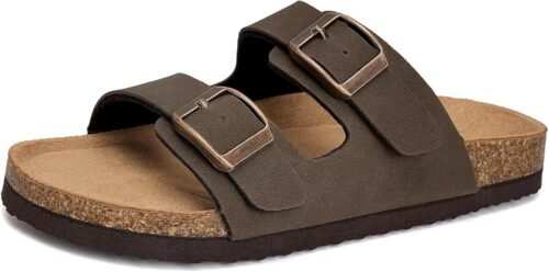 Torotto Kids Sandals Boys Girls Slide Summer Non-slip Cork Glitter Toddler Slippers with Adjustable Straps for Indoor & Outdoor - Image 2