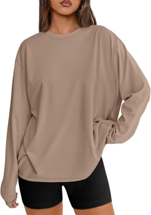 Trendy Queen Womens Oversized Long Sleeve T Shirts 2025 Basic Crewneck Tee Fall Tops Casual Workout Y2K Clothes - Image 2
