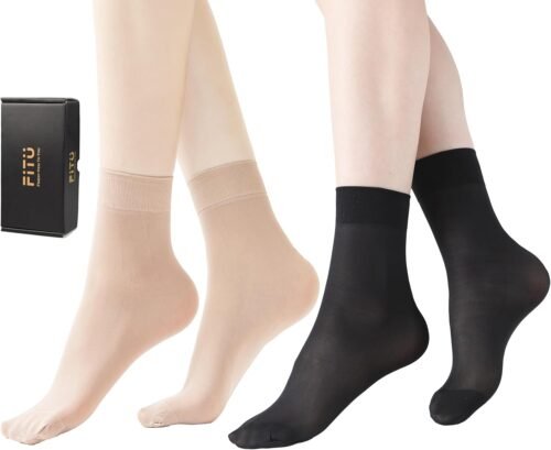 Women's 10-24 Pairs (in Gift Box) Ankle High Sheer Nylon Socks Soft Tight Hosiery with Reinforced Toe - Image 2