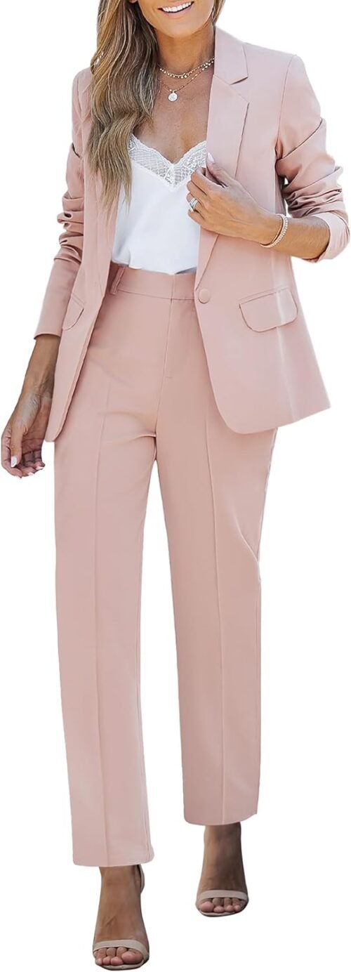 luvamia Women's Two Piece Sets Pants Suits Dressy Business Casual Outfits Professional Blazer Pantsuits Set Work Office - Image 2