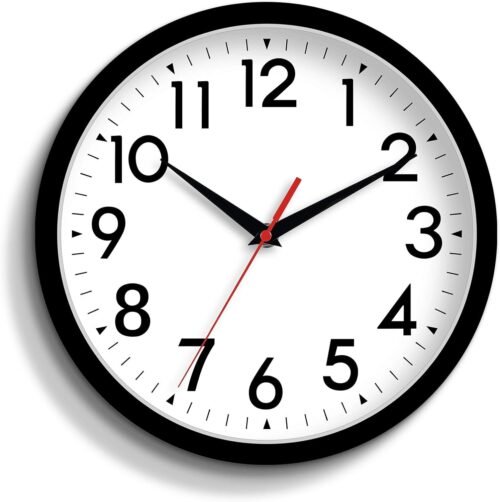 14 Inch Wall Clock Large Battery Operated Big Silent Non Ticking Analog Clock Decorative for Living Room Office Kitchen Outdoor Classroom Bedroom Bathroom School(Black) - Image 2
