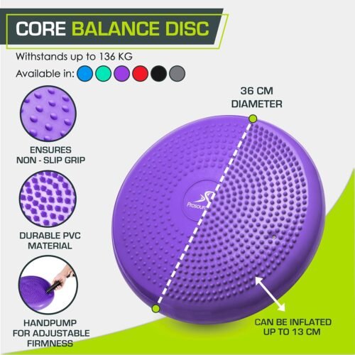 ProsourceFit Core Balance Disc Trainer, 14” Diameter with Pump for Improving Posture, Fitness, Stability - Image 3