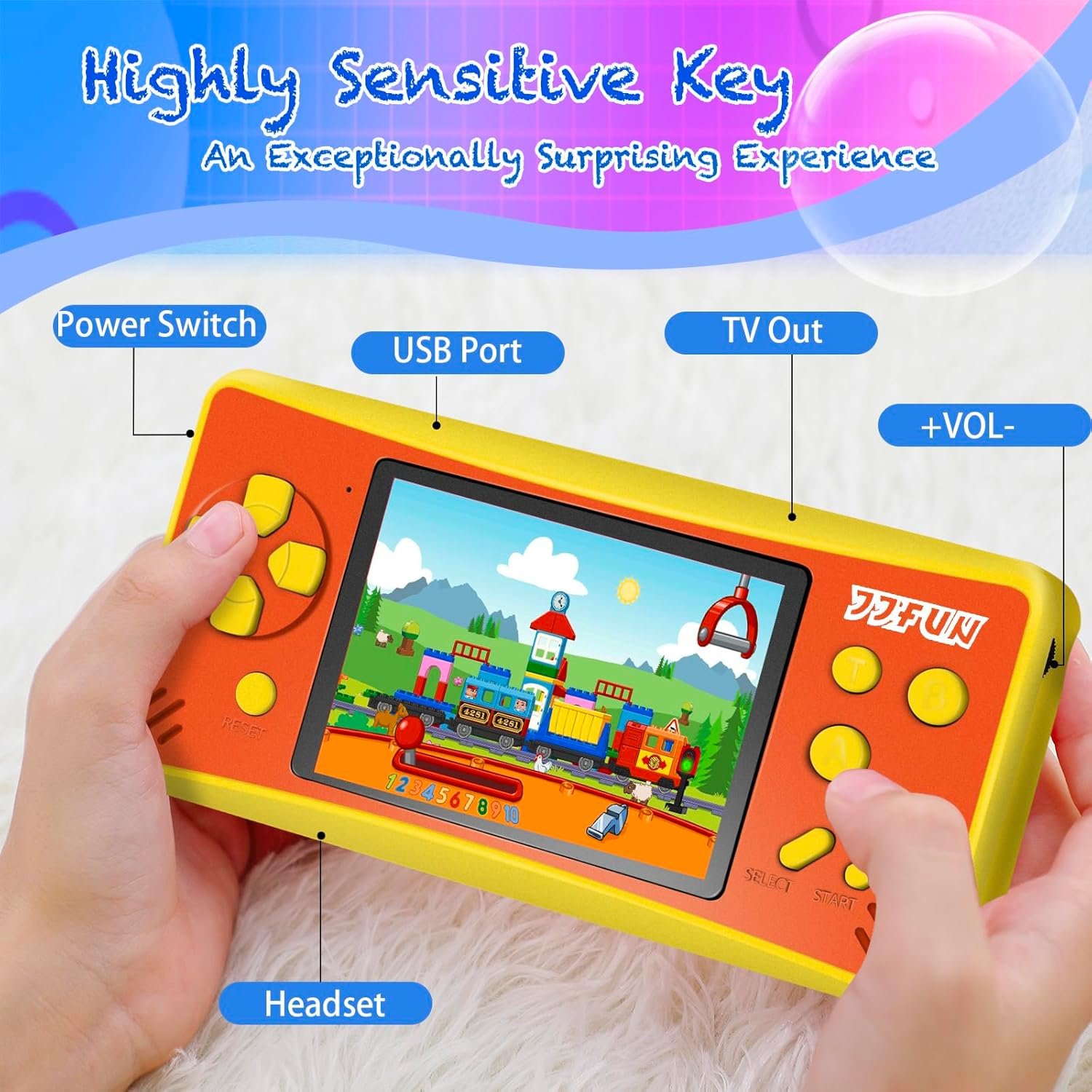 Handheld Video Games for Kids Ages 4-8 & 8-12, Portable Hand Held Game with 168 Games, Rechargeable, Plug n Play TV Output, Travel Electronic Games Toy, for Boys Girls - Image 3