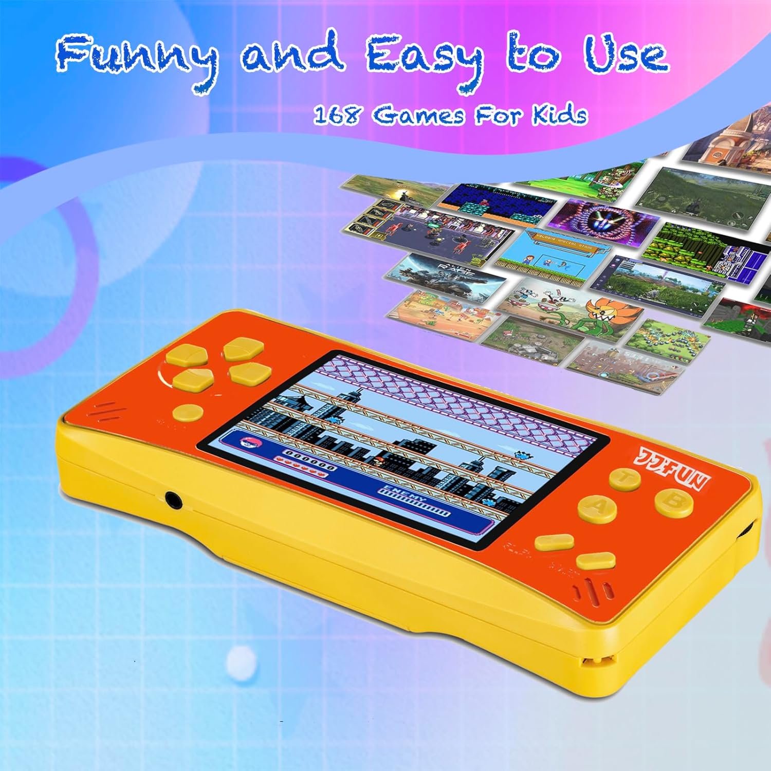 Handheld Video Games for Kids Ages 4-8 & 8-12, Portable Hand Held Game with 168 Games, Rechargeable, Plug n Play TV Output, Travel Electronic Games Toy, for Boys Girls - Image 4