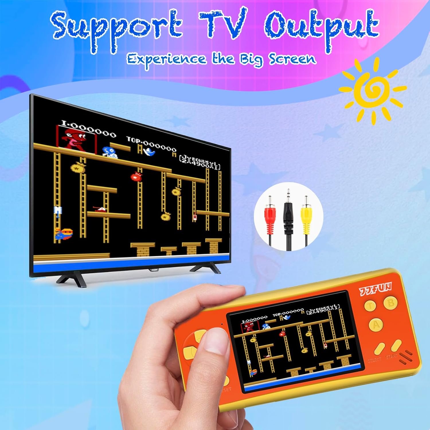 Handheld Video Games for Kids Ages 4-8 & 8-12, Portable Hand Held Game with 168 Games, Rechargeable, Plug n Play TV Output, Travel Electronic Games Toy, for Boys Girls - Image 5