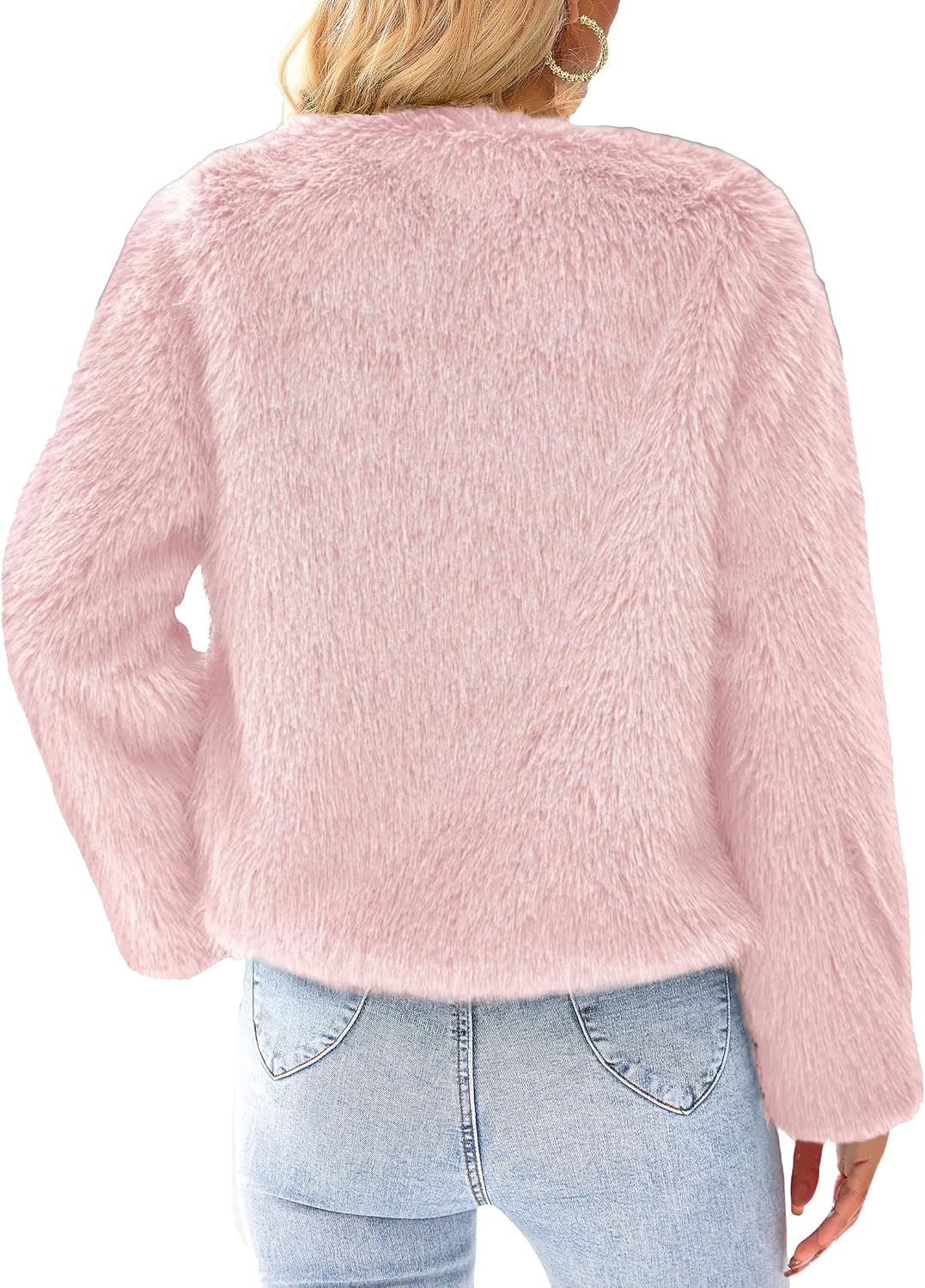 PRETTYGARDEN Women's 2025 Winter Coats Fleece Cropped Jacket Faux Fur Long Sleeve Pockets Shaggy Warm Outerwear Fall Clothes - Image 3