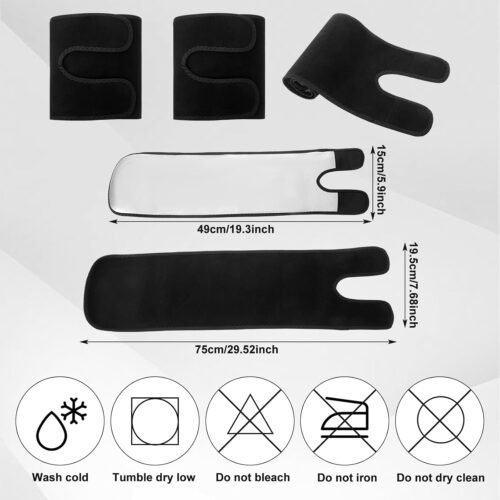 4 Pcs Thigh Wraps & Arm Trimmers Set Thigh and Arm Sweat Bands Slimmer Hamstring Brace Leg Wrap Compression for Weight Loss Women & Men Workout Fitness Sauna Accessories Black - Image 3