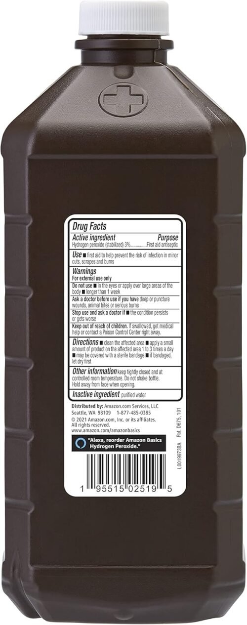 Amazon Basics Hydrogen Peroxide Topical Solution USP, First Aid Antiseptic for Cuts, Scrapes and Wound Disinfection, Pack of 1, 32 fl oz - Image 3