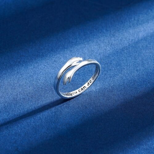Yesteel S925 Sterling Silver Hug Ring for Women Teen Girls, Adjustable Ring Jewelry Mothers Day Birthday Gifts for Daughters Mom Sister Wife Friends Grandma - Image 7
