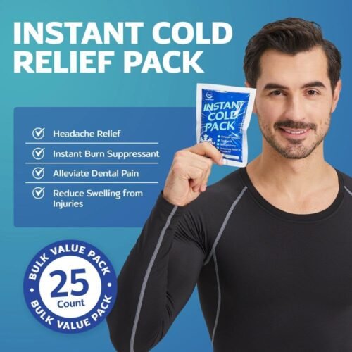 25 Pack Instant Ice Cold Pack (6” x 4.5”) - Disposable Instant Ice Packs for Injuries | Cold Compress Ice Pack for Pain Relief - Image 3