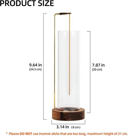 Incense Holder for Sticks, Anti-Ash Flying Incense Burner with 30 Incense Sticks, Detachable Glass Ash Catcher (Wood, Brown) - Image 3