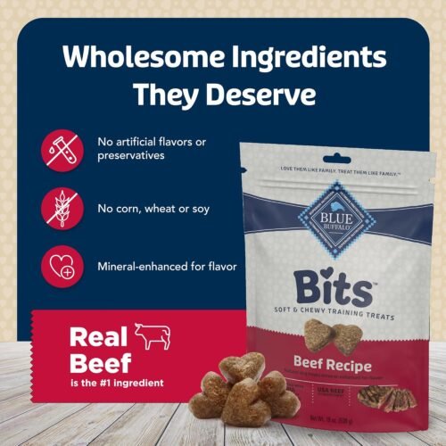 Blue Buffalo Bits Soft Dog Treats for Training, Made With Natural Ingredients & Enhanced with DHA, Beef Recipe, 19-oz Bag - Image 8