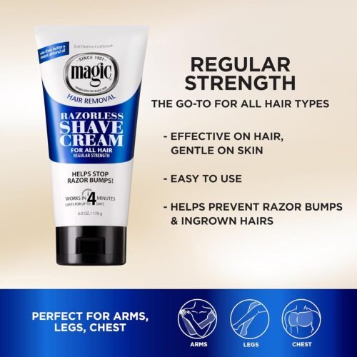 SoftSheen-Carson Magic Razorless Shaving Cream, Hair Removal Cream for Body Hair, Regular Strength Depilatory Cream, Works in 4 Minutes for Normal Hair, 2 Count - Image 3