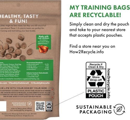Buddy Biscuits Trainers 10 oz. Bag of Training Bites Soft & Chewy Dog Treats Made with Chicken Flavor - Image 7