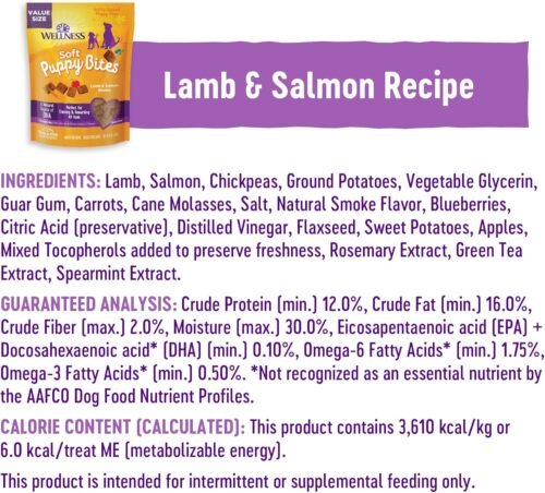 Wellness Puppy Treats, Natural, Training Treat, Grain Free, Soft Lamb & Salmon (8 Ounce Bag) - Image 9