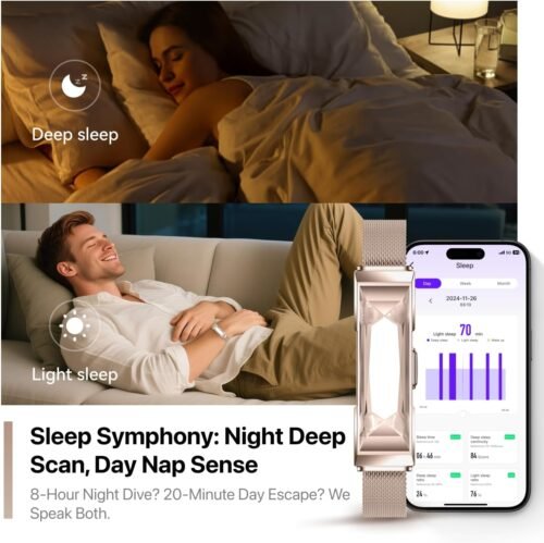 Smart Health Wristband, Wearable Activity & Fitness Tracker Band, 24/7 Sleep Tracker, All-Day Automatic Continuous Heart Rate Tracking, HRV Monitor, Blood Pressure, Stress, 2 Bands, with Free APP - Image 4