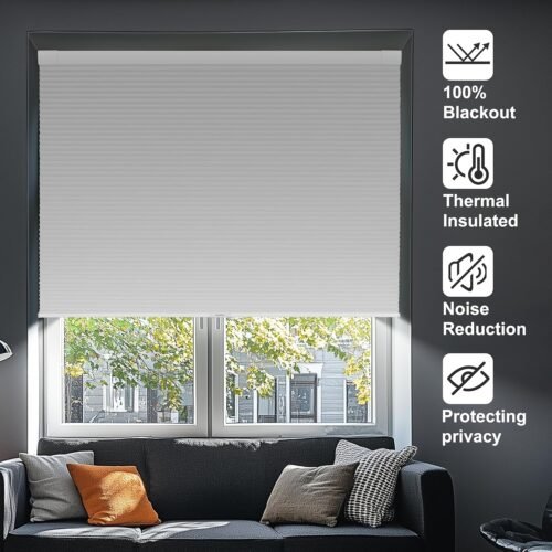 No Drill No Tools Blackout Cellular Shades Easy to Install for Indoor Windows Cordless Honeycomb Blinds Thermal Insulated Noise Reduction,White,Custom Size - Image 7