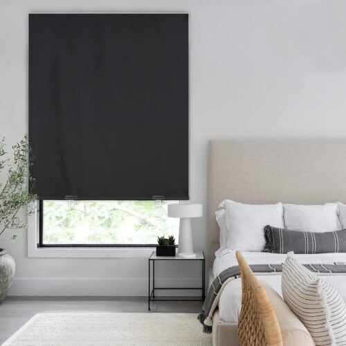 LazBlinds 100% Blackout Roller Shades, No Tools No Drill Cordless Blinds for Windows, Thermal Insulated UV Protection Privacy Window Shades for Bedroom (36''W x 72''H, Black) - Image 7