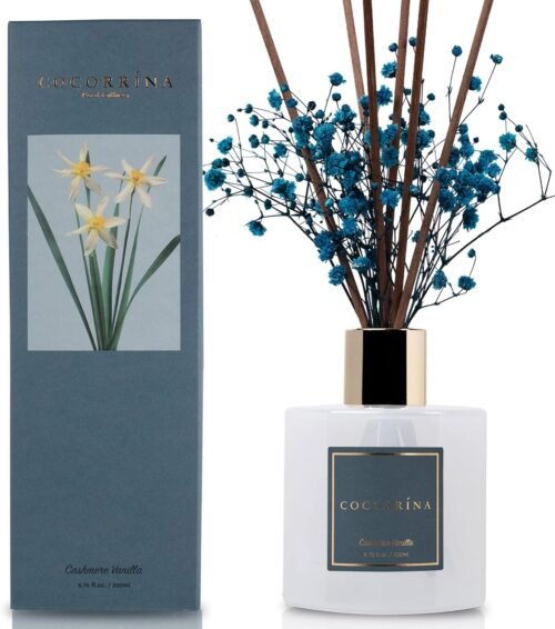 Cocorrína Premium Reed Diffuser Set with Preserved Baby's Breath & Cotton Stick Cashmere Vanilla | 6.7 fl oz Scent Fragrance Oil Diffuser for Bedroom Bathroom Home Décor - Image 3