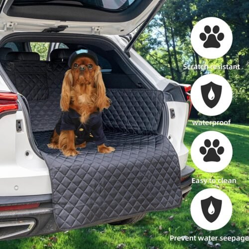 SUV Cargo Liner for Dog Car Seat Cover for Pets Waterproof Cargo Cover Dog Seat Mat for SUVs Sedans Vans with Bumper Flap Protector, Non-Slip, Black 70"x40" - Image 3