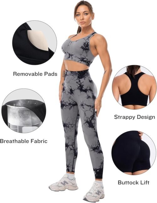 3 Piece Workout Sets for Women Butt Lifting Leggings with High Impact Sports Bra Gym Shorts - Image 3