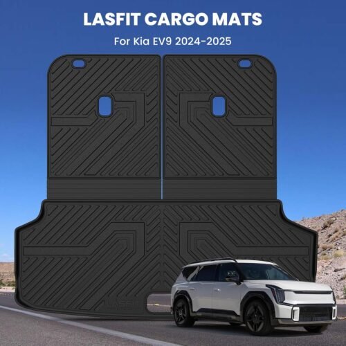 LASFIT Cargo Mats & Backrest Mats for Kia EV9 2026 2025 2024, All Weather TPE Custom Fit Car Trunk Mats Cargo Liners for Kia EV9 2024-2025, Black - Image 3