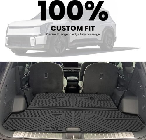 LASFIT Cargo Mats & Backrest Mats for Kia EV9 2026 2025 2024, All Weather TPE Custom Fit Car Trunk Mats Cargo Liners for Kia EV9 2024-2025, Black - Image 4