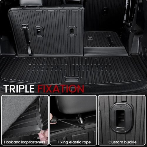 Cargo Mat with Backrest Mats for 2020-2025 Kia Telluride 7/8 Passenger Car Mats Accessories, All Weather TPE Interior Protectors Cargo Liner Trunk Mat(Cargo Mat with Backrest Mats) - Image 4