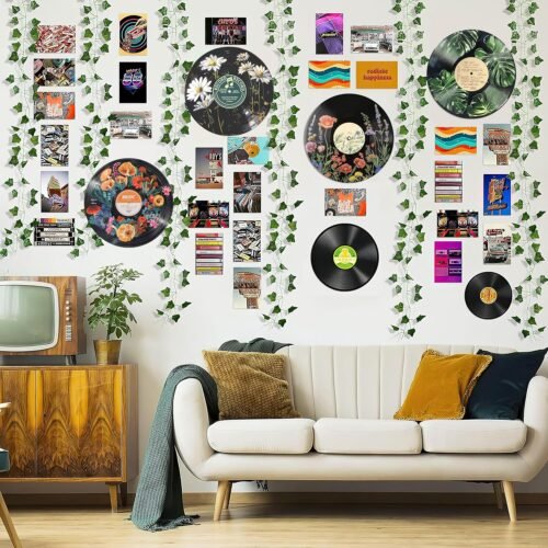 HK Studio Hippie Decor, Posters for Room Aesthetic - Botanical Wall Art, Record Decor, 4pcs 12" - Image 3